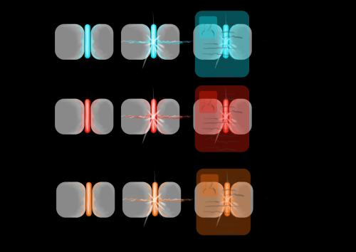 Concepts of console panels in three different stages of activation